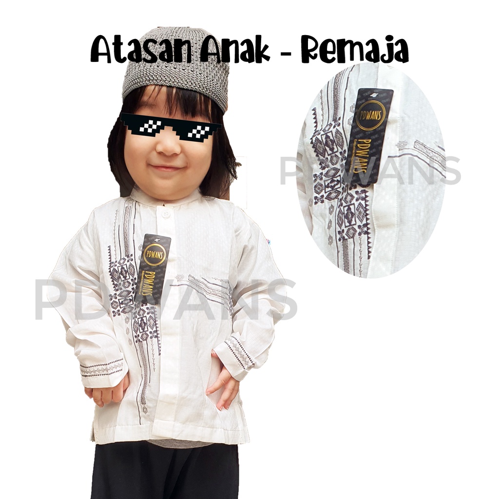 Baju Koko ANAK dan REMAJA Lengan Panjang Putih Bordir PDWANS - JRPJG14