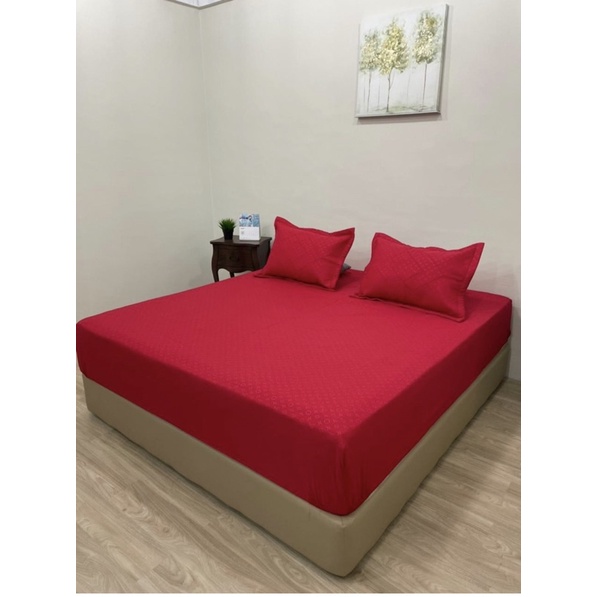 SEPREI TEMPAHAN EMBOS  6 KAKI 180 x 200 x 30 cm SET SARGUL DAN SARBAN/ SPREI EMBOS MINIMALIS POLOS M