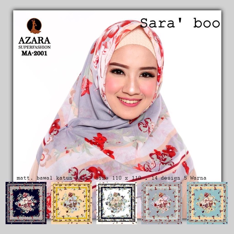 JILBAB SEGIEMPAT AZARA MOTIF VOAL /Kerudung Tepi Jahit Motif-4