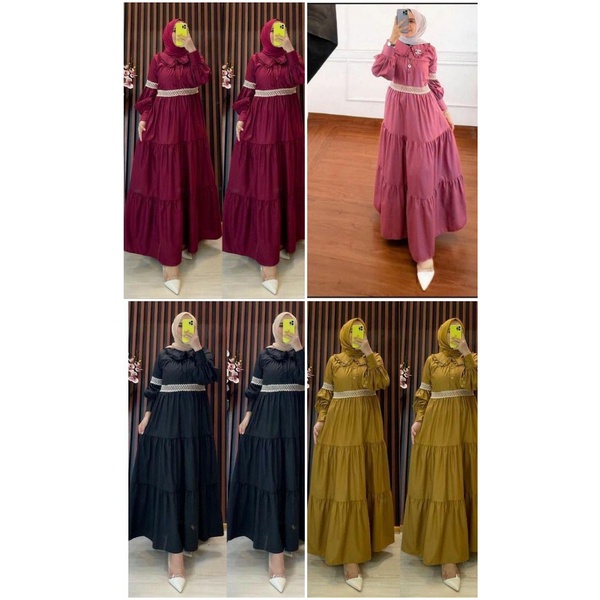 zeta midi dress katun / midi dress muslimah / midi dress terbaru / baju lebaran wanita / midi dress 