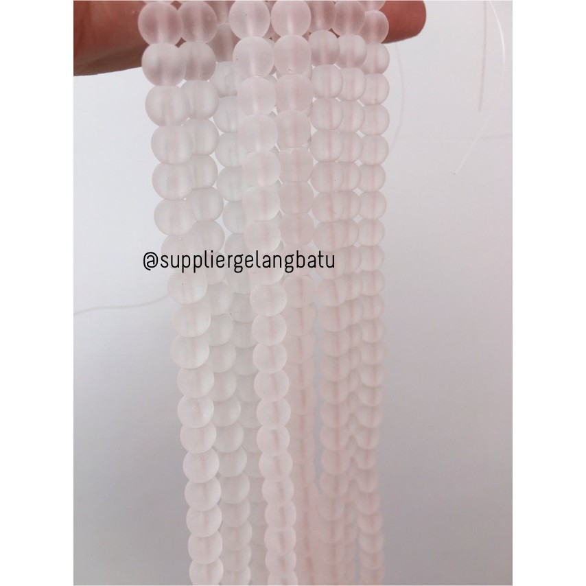 Batu Kuarsa Bening Matte Clear Quartz Gelang Kalung Doft 6mm Putih Terapi Doff Kesehatan Natural