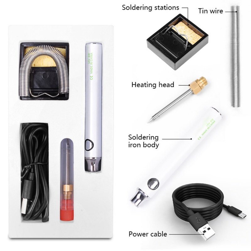 Kiss Mini Soldering Iron Set USB 5V 8W Alat Las Suhu Dapat Disesuaikan Mudah Digunakan