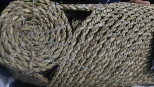 Rug Seagras Matahari D70 Cm/ Karpet Bulat Anyaman/ Dekorasi Boho / Alas Tikar