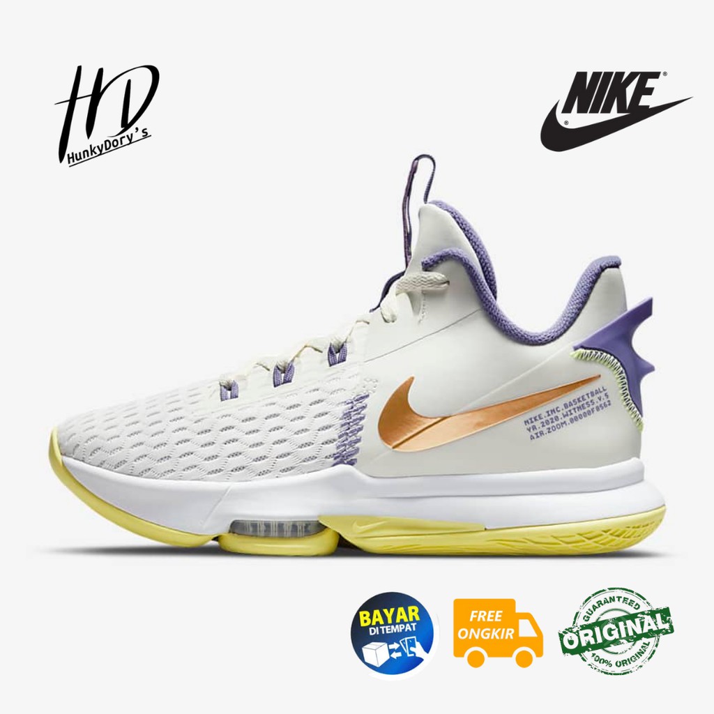 Sepatu Basket Pria Nike Lebron Witness 5 'Lakers Pastel' EP Original