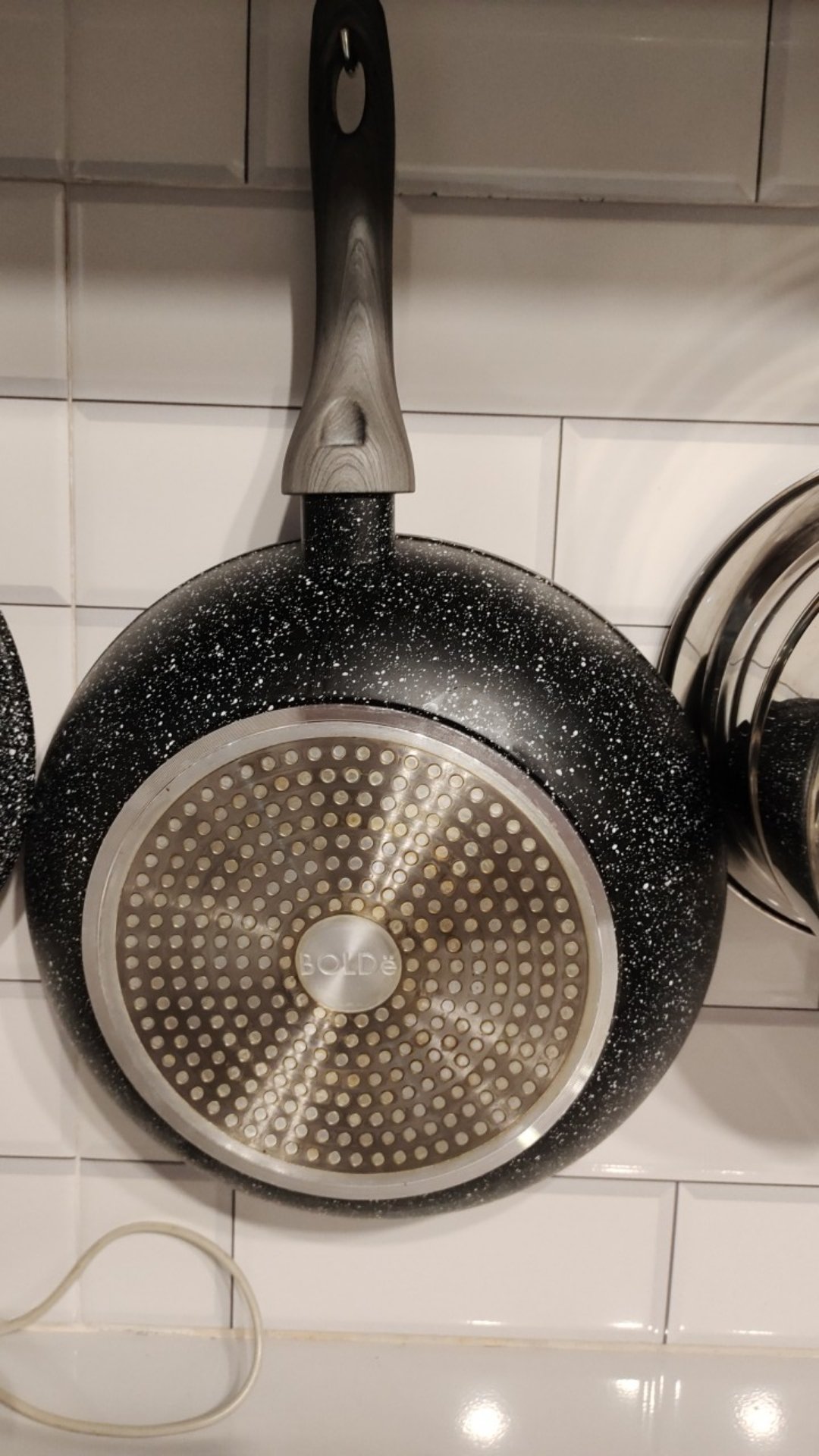 Bolde Wok ( Wajan ) 28 Cm + Glass Lid, Granite Black Dark Knight