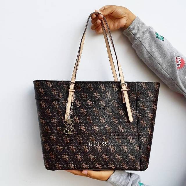 Guess delaney medium size logo brown