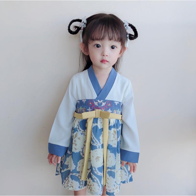 Modern Dress Anak Perempuan Hanbok Korean Gaun Dres Lengan Panjang Japanese Chine Asian Style