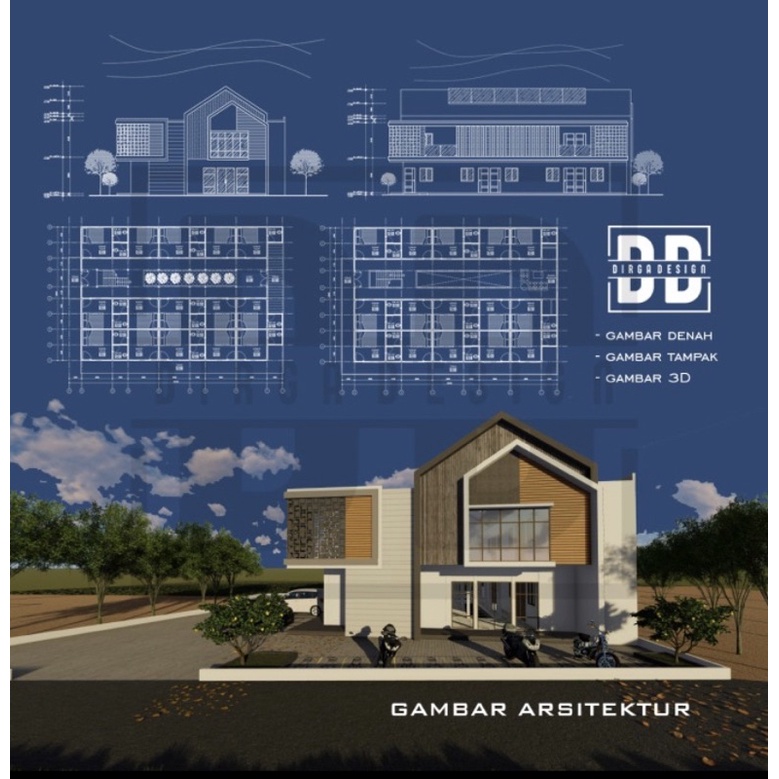 

Gambar Denah, Tampak dan 3D Eksterior Arsitek || Murah, Profesional, Berkualitas ||