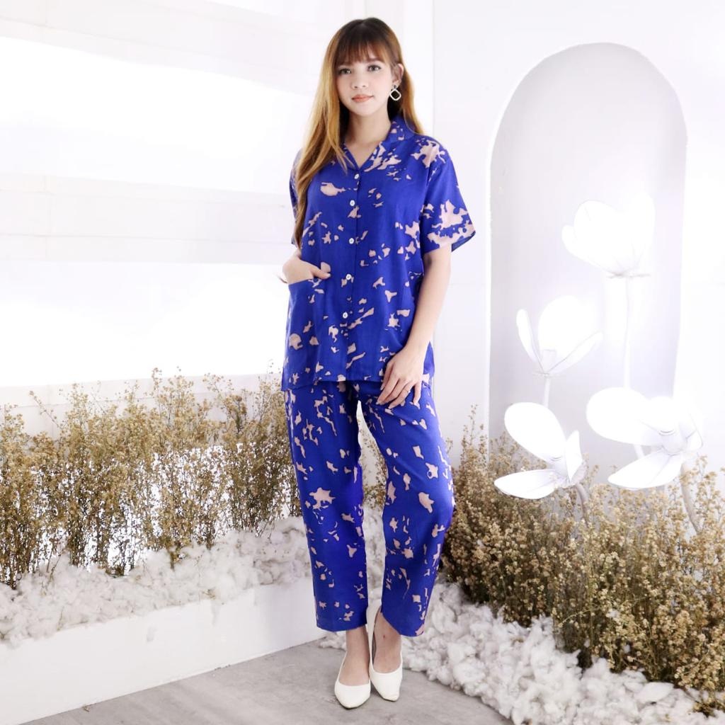 Baju Tidur Set Piyama Wanita Tie Dye Aria CP Baju Tidur Wanita Matt Rayon Realpic