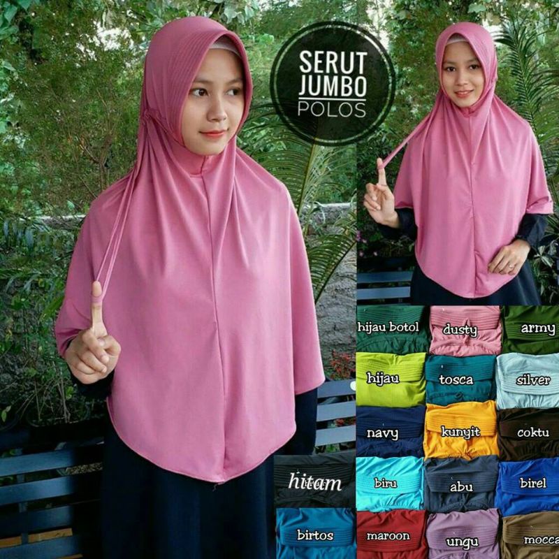 Jilbab instan SERUT JUMBO / serut polos Jokowi jumbo Jersey syari / SERUT Jokowi jumbo Khimar jumbo
