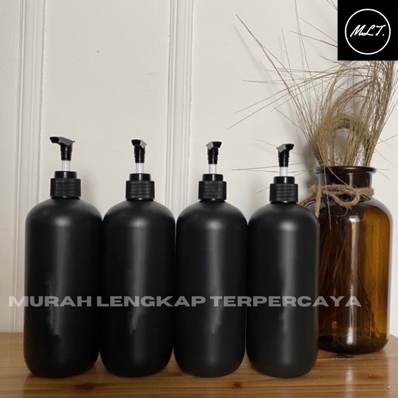 BOTOL HDPE HITAM 500ML / 500 ML - PUMP REFIL LOTION 500ML HDPE HITAM DOVE DOF AESTHETIC REFILL