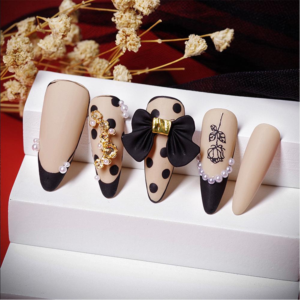 AUGUSTINA Augustina Bow Nail Art Dekorasi 5 Pcs Mewah Charms Gaya Jepang Resin Bow Matte Nail Jewelry