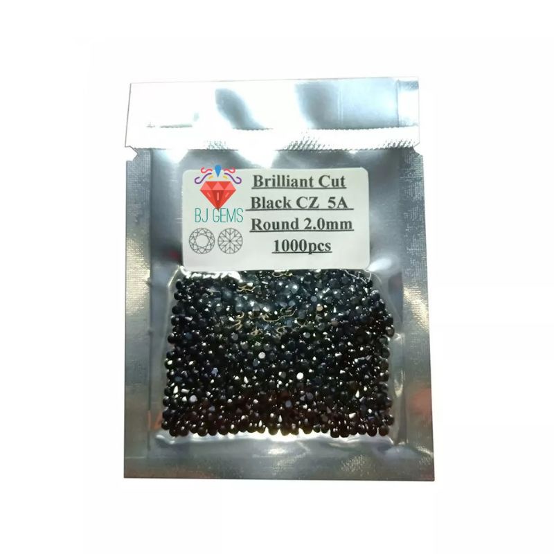 Black Diamond 1000pcs Cubic Zirconia 1MM - 2MM Diamond Hitam