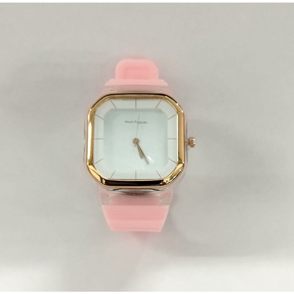 ⭐Bobastore⭐ JT036 jam wanita hosh poppies kotak rubber crono off type hp60-PUTIH PINK