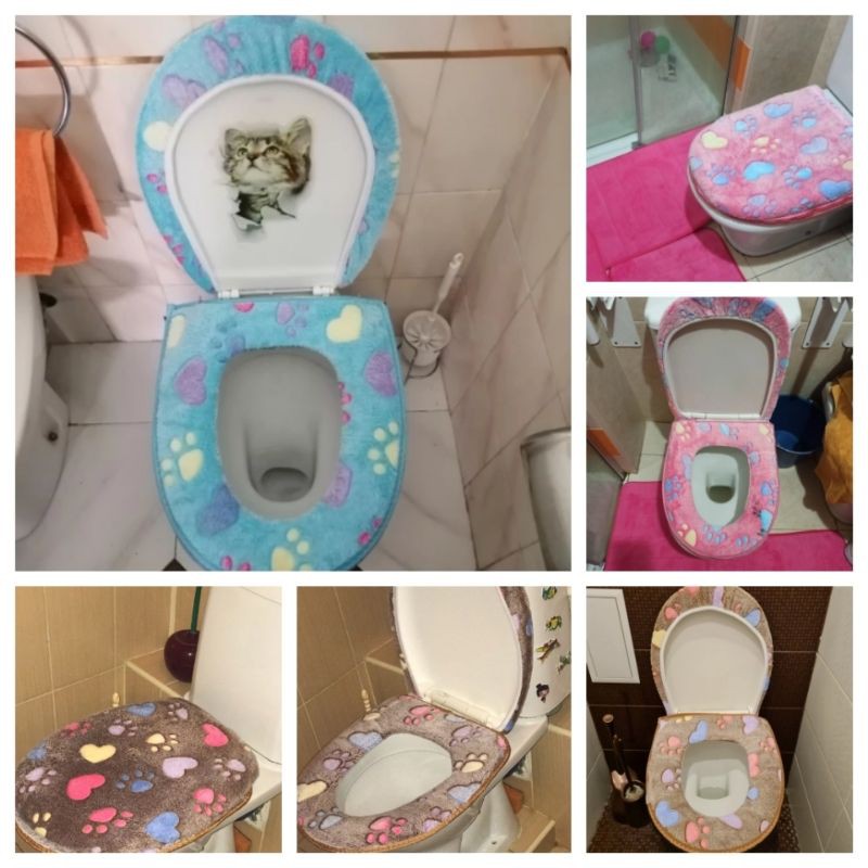 New! Set Cover Sarung Penutup Alas Dudukan Closet Toilet Keset Kamar Mandi Lembut Original Mewah