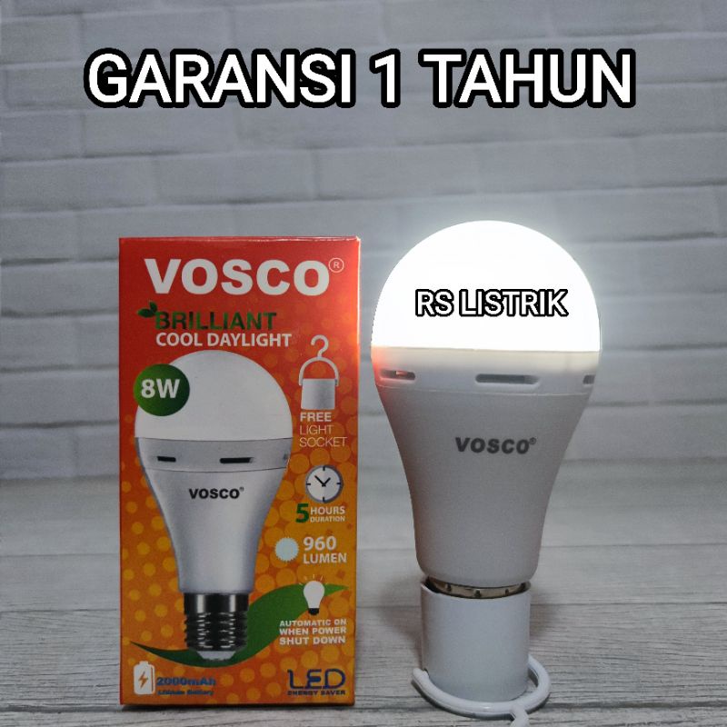 VOSCO LAMPU LED BULB 8W MAGIC GENIUS EMERGENCY AC DC 8 WATT BERGARANSI 1 TAHUN