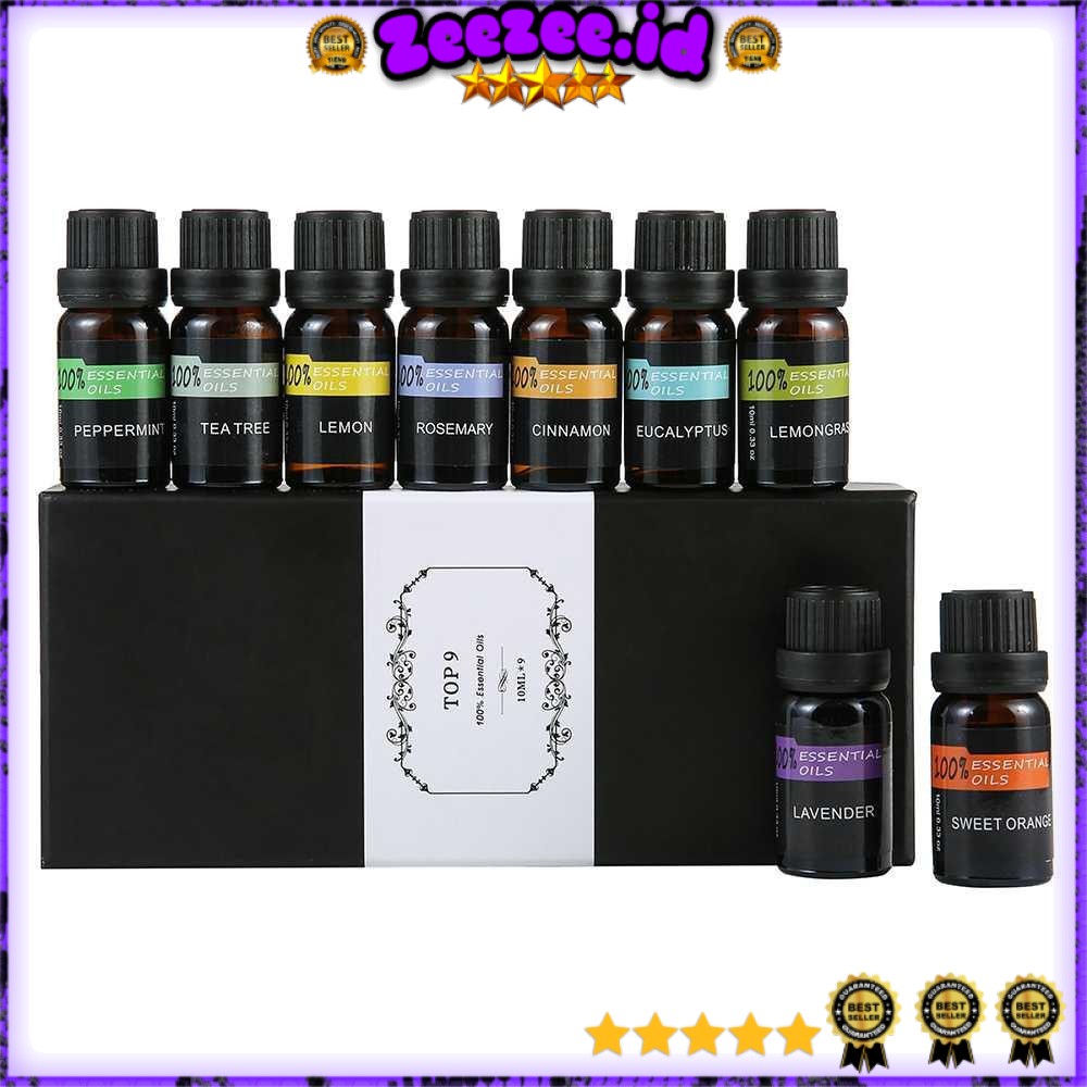 Eighteen Pure Essential Fragrance Oils Aromatherapy 10ml 9PCS - TOP9 [Hitam]