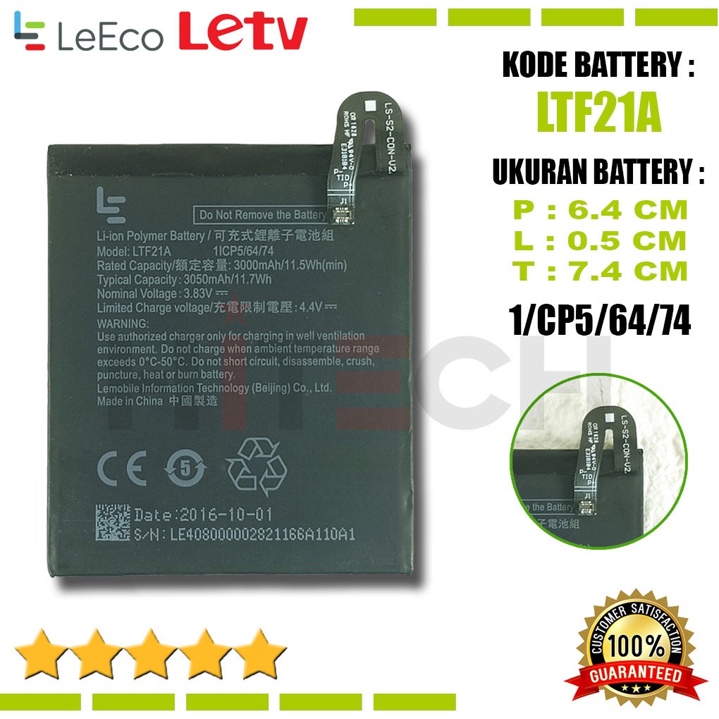 Baterai Battery Original LTF21A For LeTv LeEco Le 2 (Pro) Le 2S Le S3 X20 X626 X528 X621 X625 X25 X525 X620 X520 X522 X527