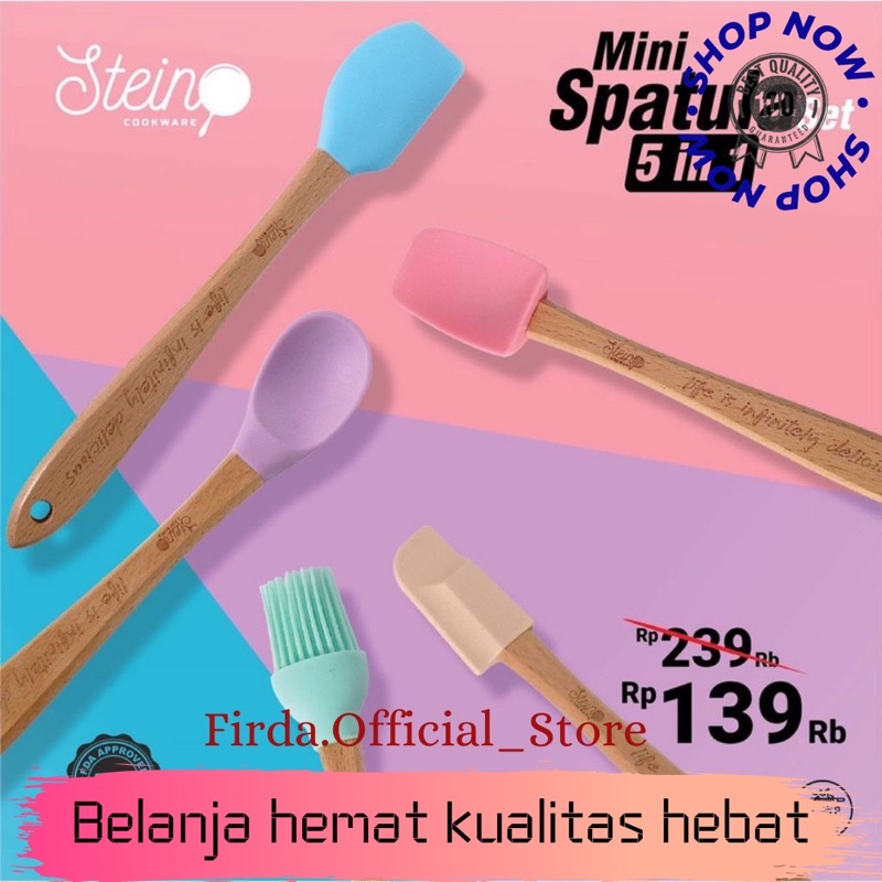 STEIN COOKWARE MINI SPATULA  SET SILICONE 5 IN 1 100% ORI