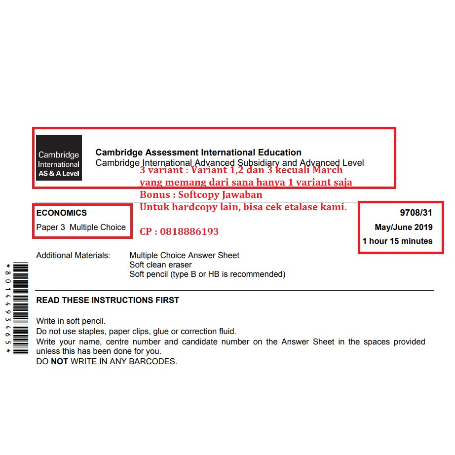 

AS LEVEL ECONOMIS 2019-2015