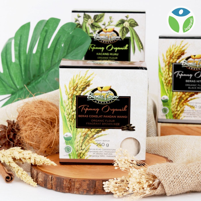 

ketan-beras-tepung- bionic farm - tepung beras coklat organik 250gr - brown rice flour -tepung-