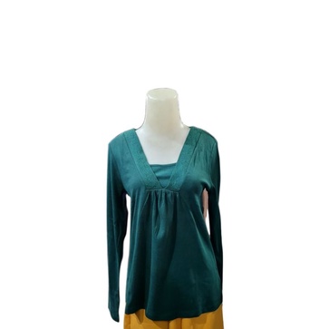 kaos tangan panjang kerah V wanita