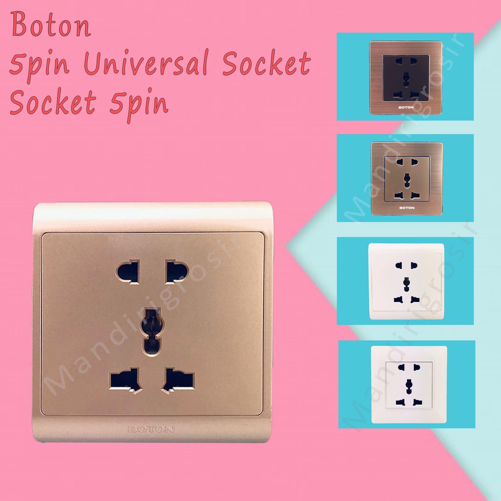 5pin Universal Socket * Boton * colokan tembok