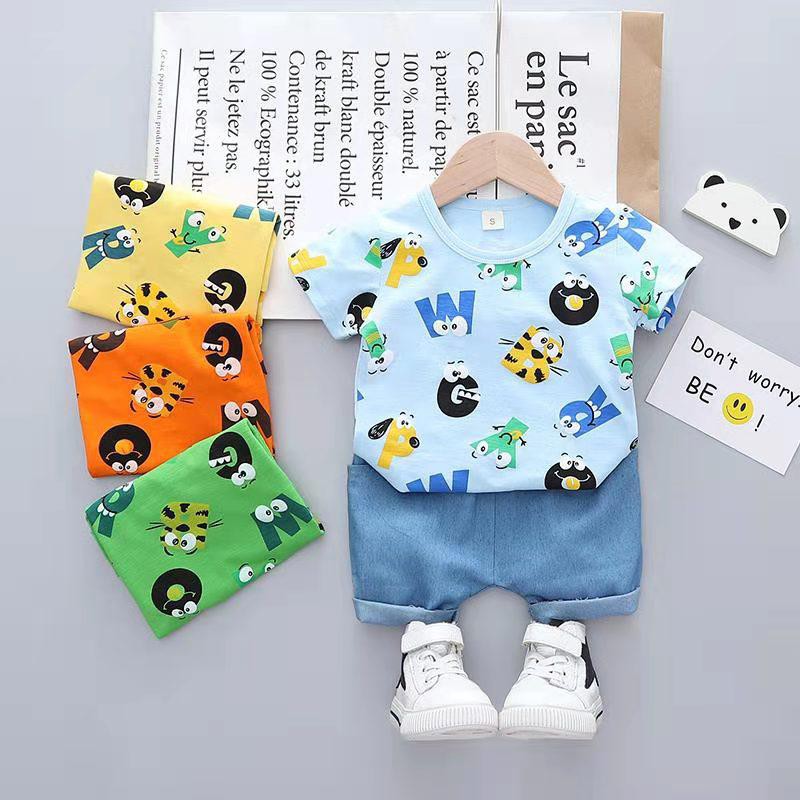 (6Bln-3Thn) COD Setelan Baju Anak Cowok / Setelan Pakaian Anak Motif Kartun Beruang SB22