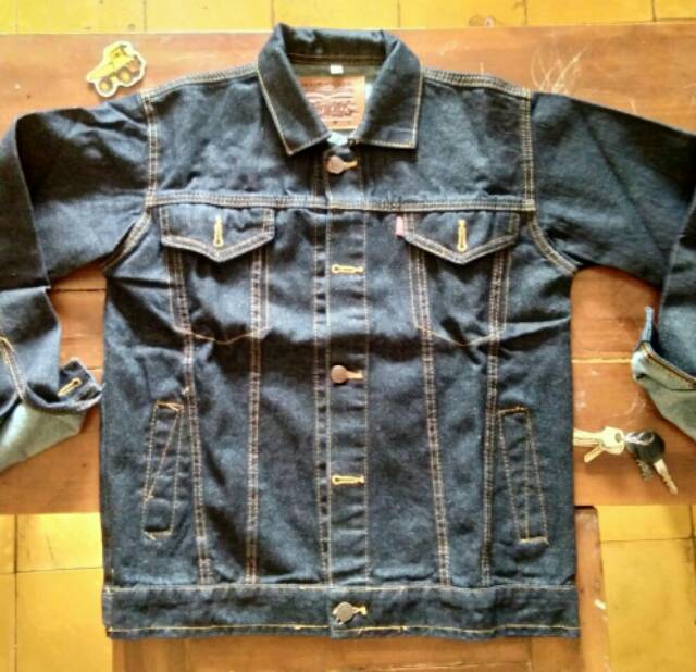 Jaket Jeans Denim Pria Blue Black