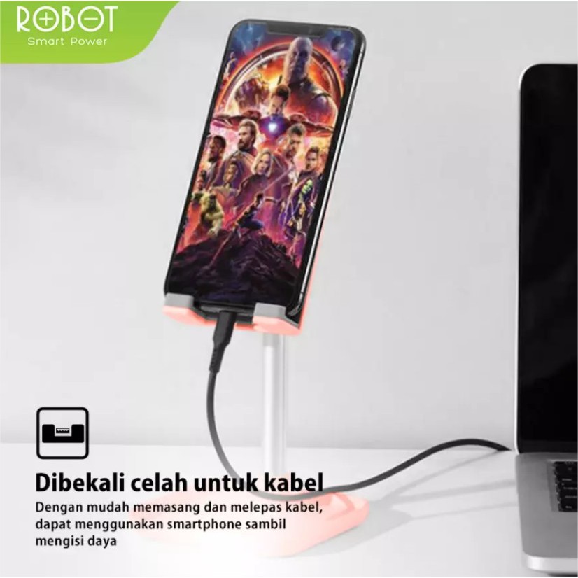 ROBOT RT-US04 PHONE HOLDER TABLE RT US04 FOLDABLE SMARTPHONE STAND HP IPAD ALLUMUNIUM ALLOY