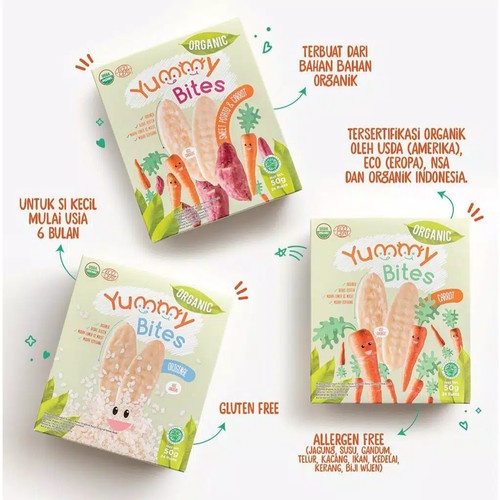 Yummy Bites ORGANIC Rice Cracker Snack Bayi 50 gr