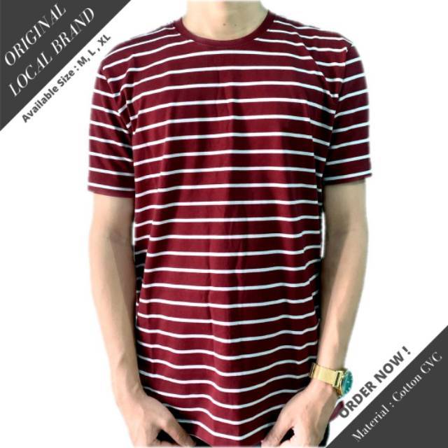 Download KAOS STRIPE STRIP UNISEX PRIA WANITA KAOS SALUR BELANG ...