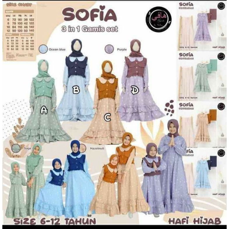 Ready Gamis Set Sofia 3 in 1 by Hafi Hijab