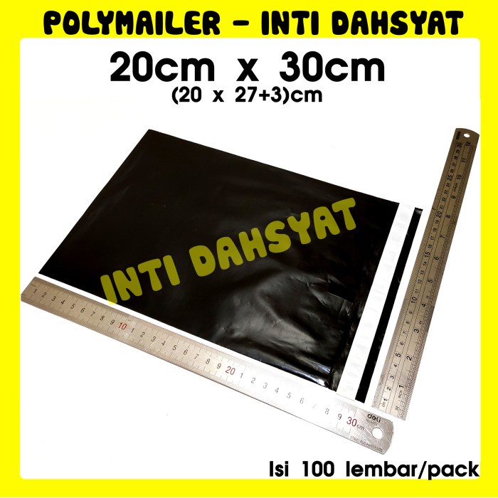 

Menyurat-Surat- Polymailer Hitam Glossy 20X30 (20X27 +3 Sealtape) Isi +/- 100Lembar -Surat-Menyurat.