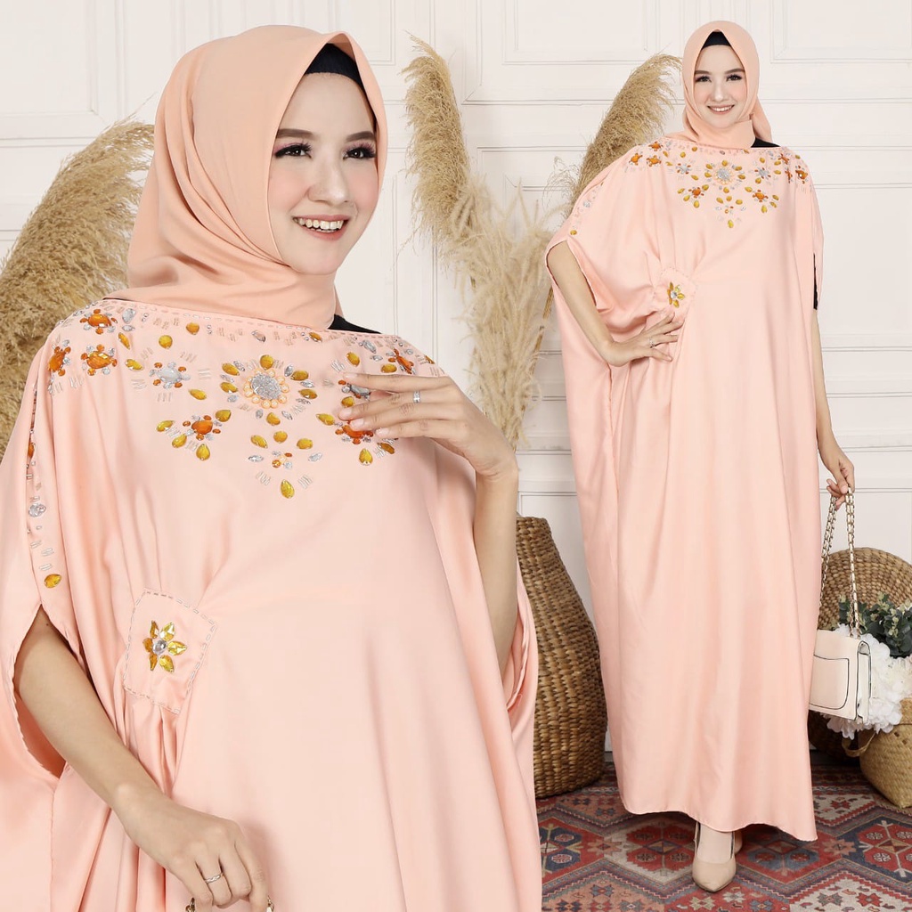 HOPYLOVY - Kaftan Lestari Manik &amp; Mote bahan Velvet Roberto