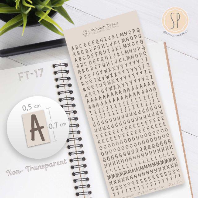 [Sticker Party] 442pc Stiker Huruf Aesthetic Huruf Besar Stiker Bujo Alfabet Agenda Ukuran Kecil 0,5-FT17 - Beige