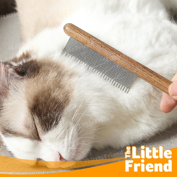 Sisir Grooming Pengangkat Bulu Rontok Kutu Hewan Anjing Kucing WOODEN