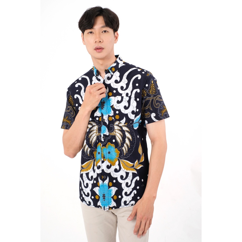 SANVANINA Kemeja Batik Pria Pendek Slim Fit Savoya - Batik Corak Premium E-7002