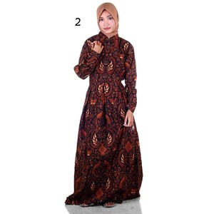 Gamis Muslim Batik I Busana Muslim Wanita Gamis Batik Syar'i Alya|No 2