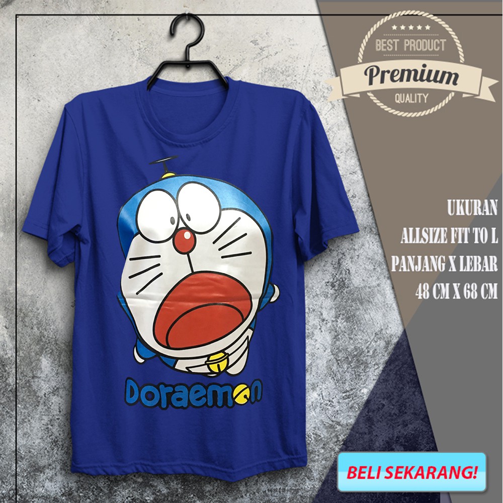 Jual Pakaian Cowok Pria Kaos Baju Kartun DORAEMON BALING BAMBU Paling Laris