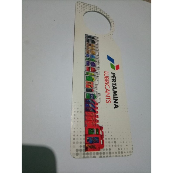 

kertas label kartu gantungan ganti oli Pertamina