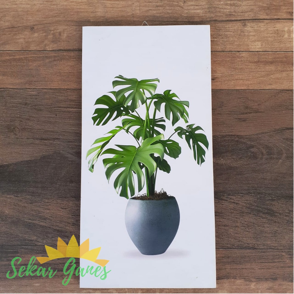 Lukisan Dinding Ruang Tamu Daun Tanaman Bunga Monstera Hiasan Dekorasi Dinding Aesthetic Wall Decor Art Rustik Poster