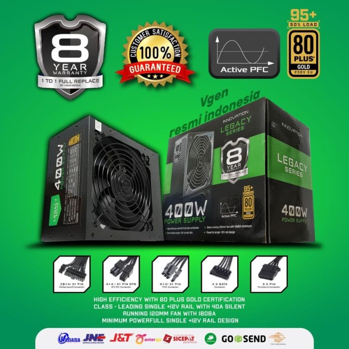 PSU Innovation Legacy 400W 80+ Bronze / 400W 80+ Gold  / 500W 80+ Bronze / 500W 80+ Gold(Garansi 8 Tahun Ganti Baru)