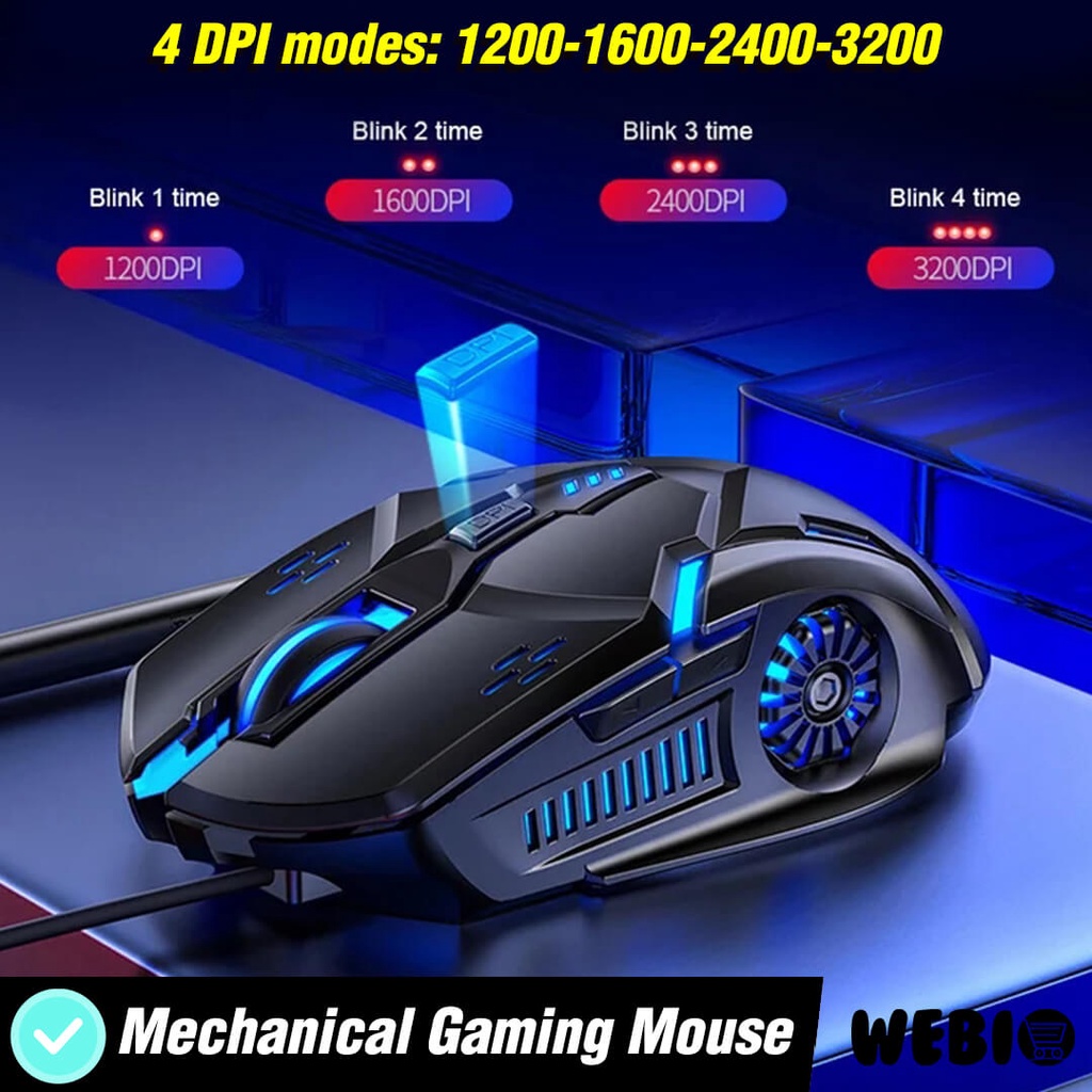 Mouse U104 Wired USB Gaming Mause With RGB LED Untuk Laptop Komputer PC Ada 2 Warna – Black &amp; Gray