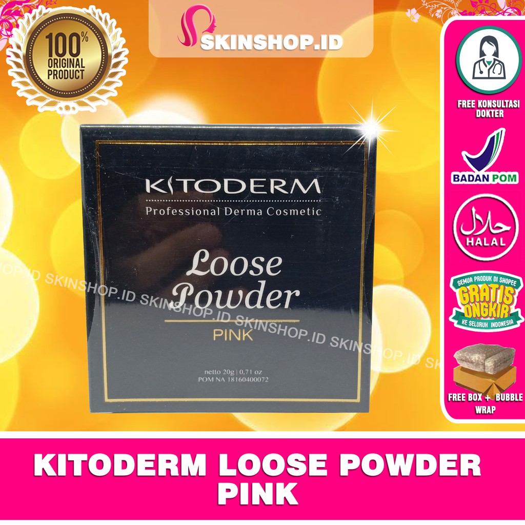 Kitoderm Loose Powder Pink 20gr Original / Bedak Tabur Warna Pink BPOM Aman