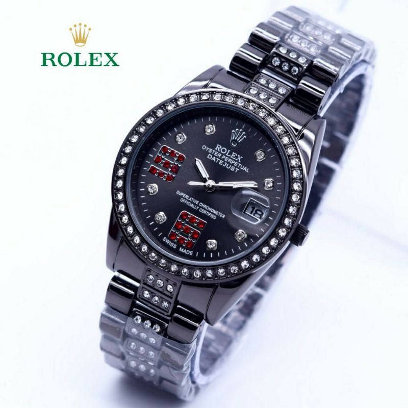 Jam Tangan Rolex 69 Datejus Ring Diamond Super Mewah - Jam Tangan Wanita Rolex - Rolex Hitam