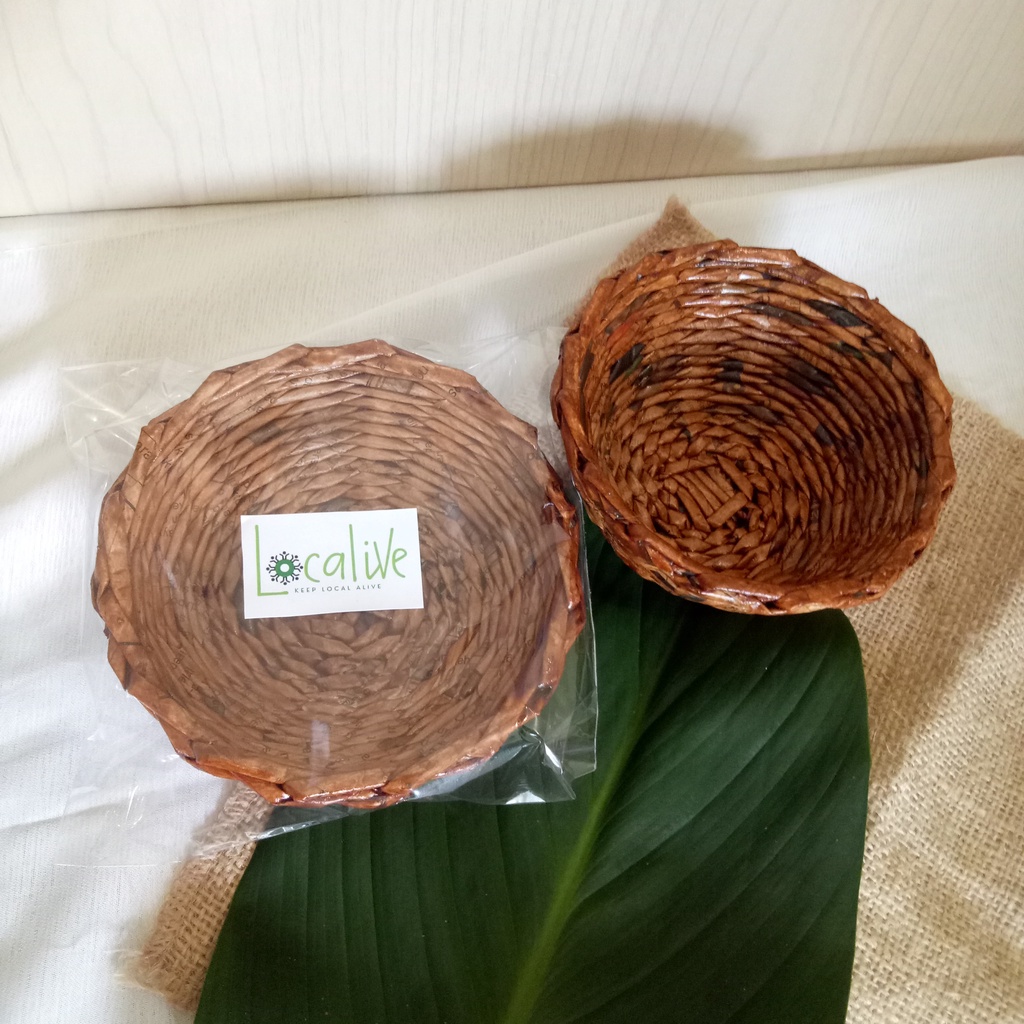 Mangkuk Kecil Koran Rotan (Dapat 2 pcs) - Kriya, Dekorasi, Entryway table, Multifungsi