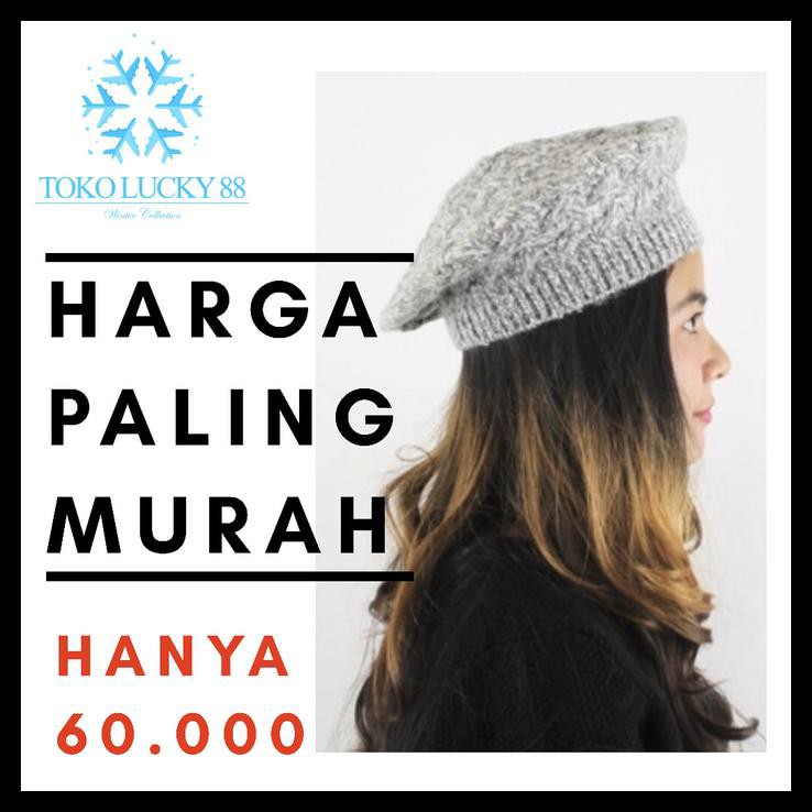 Topi Baret Rajut Wool Hat Baret Plaited