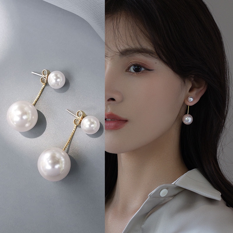 Anting Tusuk Gantung Sterling Silver 925 Hias Mutiara Untuk Wanita