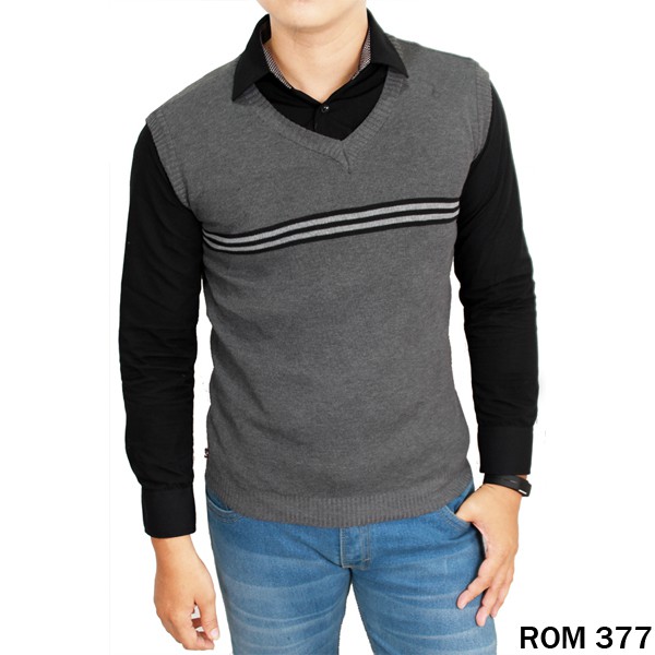 Rompi Pria Casual Bahan Katun Rajut / Vest - Motif Kombinasi (COMB)